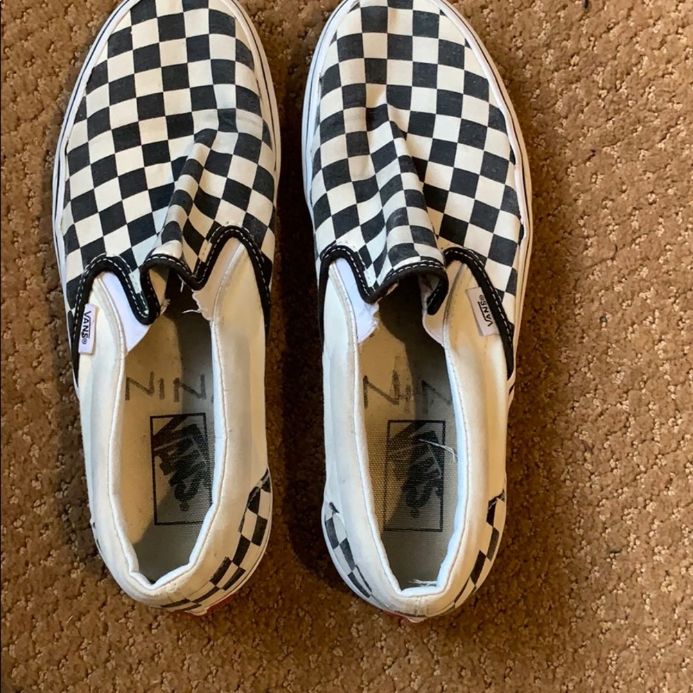 Checkered slip on vans